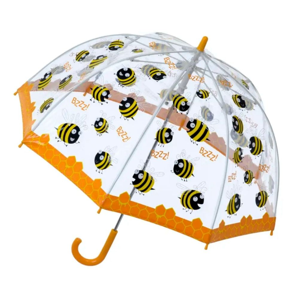 Bugzz Kids Happy Bee Print Transparent and Yellow Umbrella Side Canopy