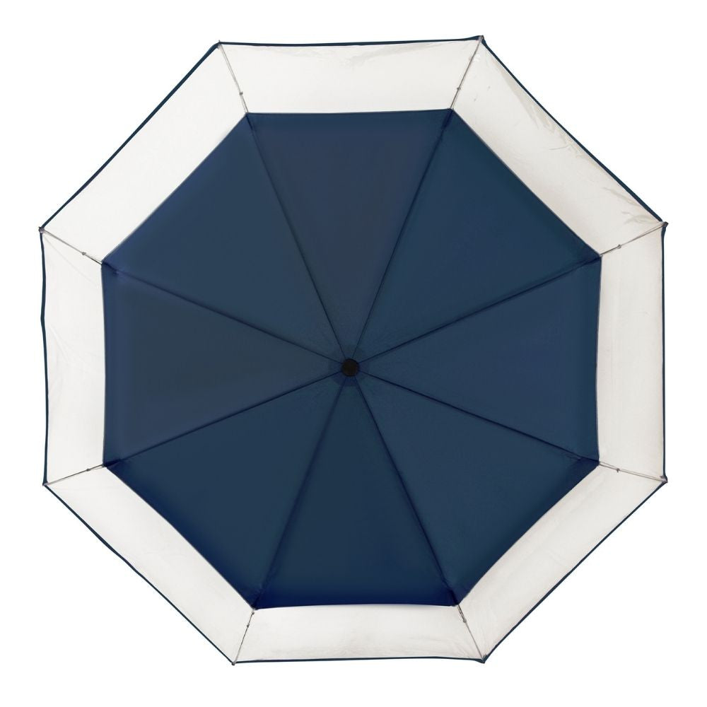 Blue Falconetti Folding Windproof Clear Umbrella Top View