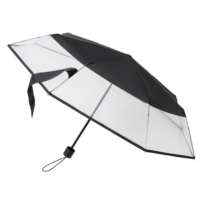 Black Falconetti Folding Windproof Clear Umbrella Side View