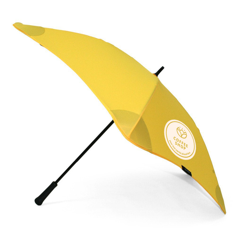 Branded Classic Windproof Yellow Blunt Umbrella Side Canopy