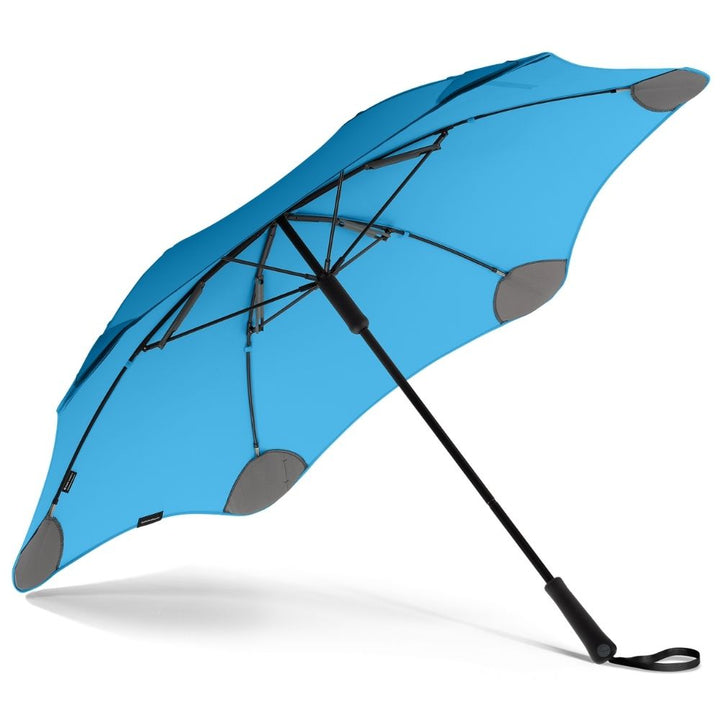 Classic Blue Blunt Windproof Umbrella Under Canopy