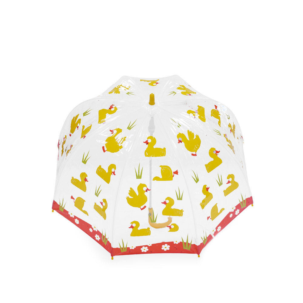 Bugzz Clear Ducks Print Transparent and Yellow Kids Umbrella Top Canopy