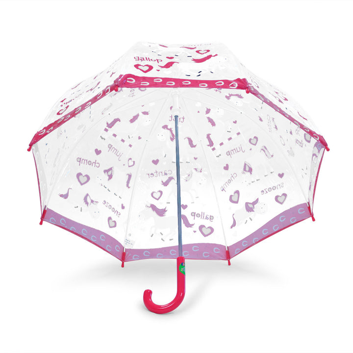 Bugzz Clear Pony and Hearts Print Transparent and Pink Under Canopy