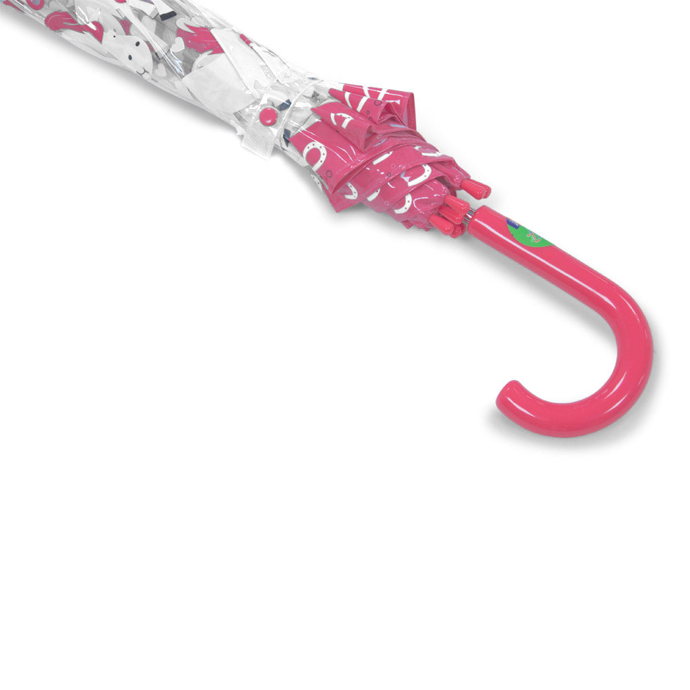 Bugzz Clear Pony and Hearts Print Transparent and Pink Handle