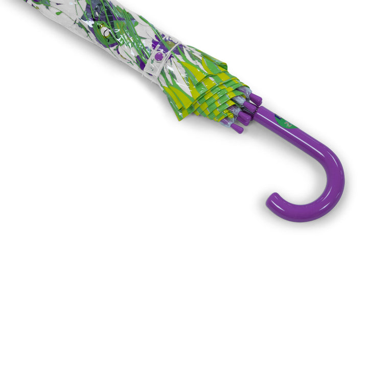 Bugzz Kids Happy Butterfly Print Umbrella Transparent and Purple Handle