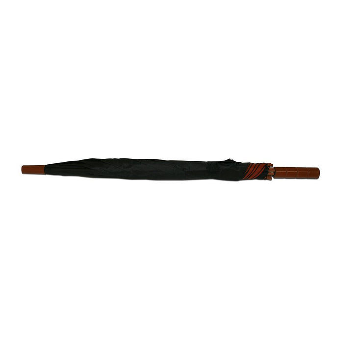 Plain Black and Brown Double Canopy Cheap Jollybrolly Umbrella Flat Lay Closed