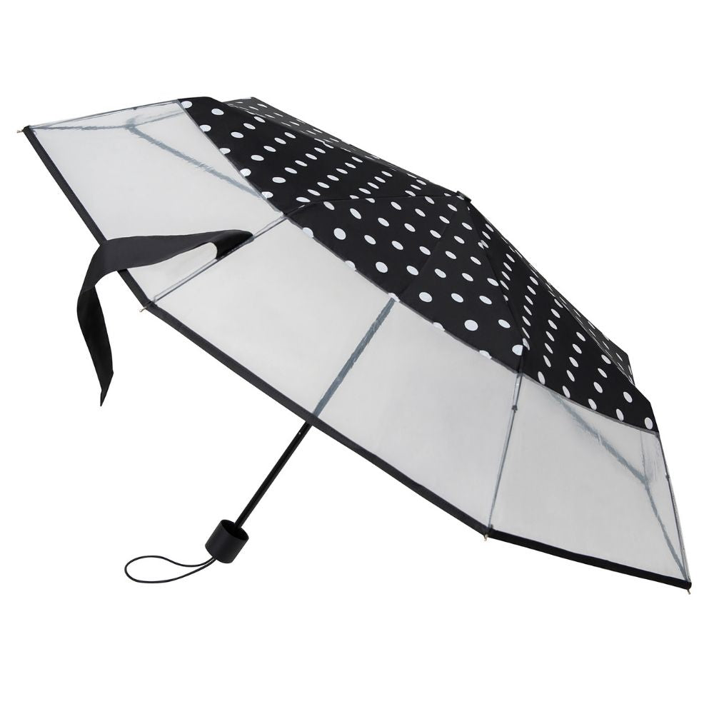 White Dots Falconetti Folding Windproof Clear Umbrella Side Canopy