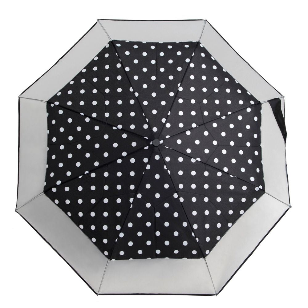 White Dots Falconetti Folding Windproof Clear Umbrella Top View