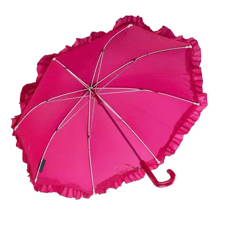 Hot Pink Galleria Kids Frilled Umbrella Under Canopy