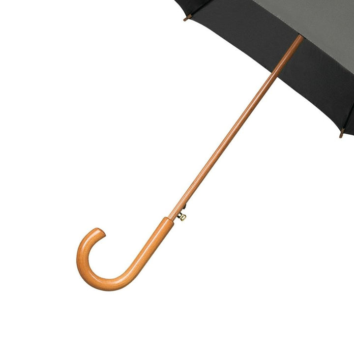 Grey  Wood Stick Walking Umbrella Side Canopy