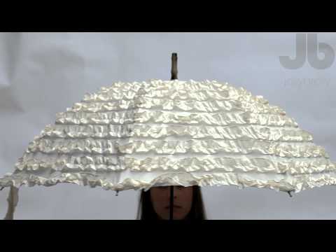 Beige Wedding Pagoda Umbrella FIFI Frill with Tassell