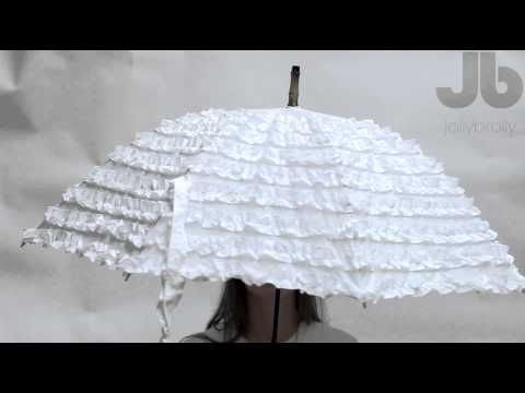 White Wedding Pagoda Umbrella FIFI Frill with Tassell