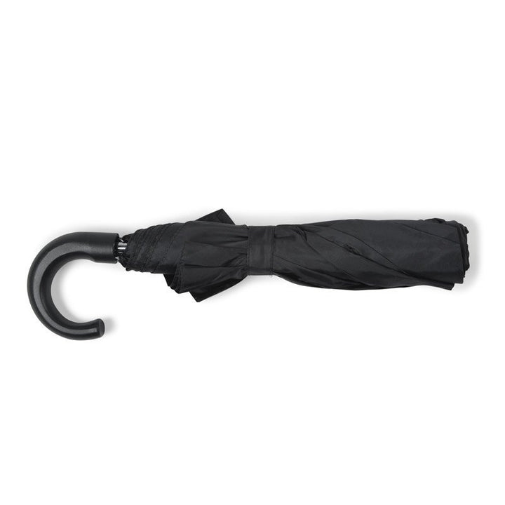 Black Budget Compact Mens Umbrella Flat Lay Closed