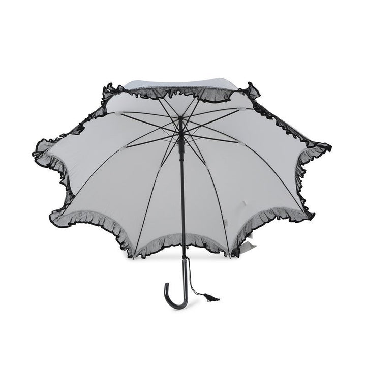 Scalloped with Lace Trim White Wedding Umbrella Under Canopy