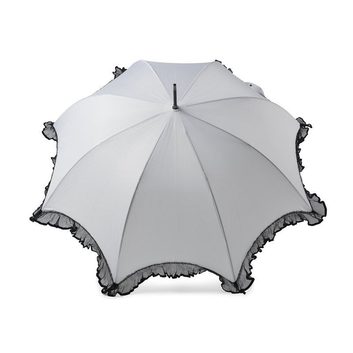 Scalloped with Lace Trim White Wedding Umbrella Top Canopy