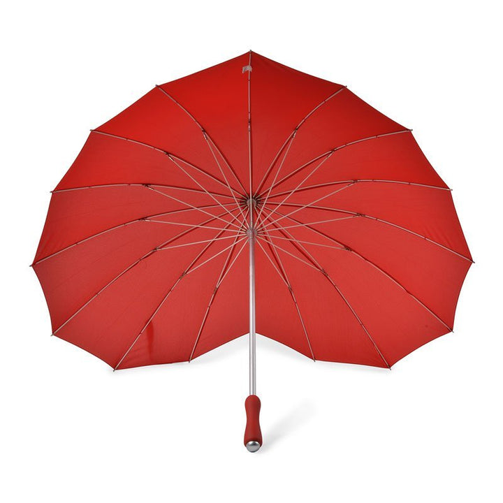 Red Heart Shaped Umbrella Under Canopy