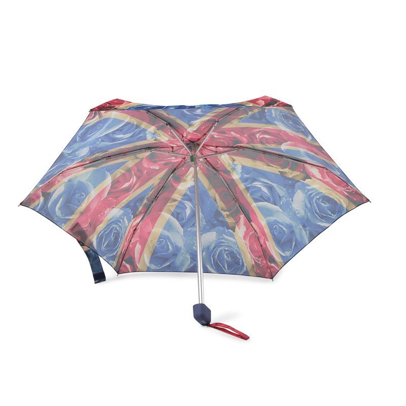 Tiny Rose Union Jack Folding Umbrella UK Under Canopy