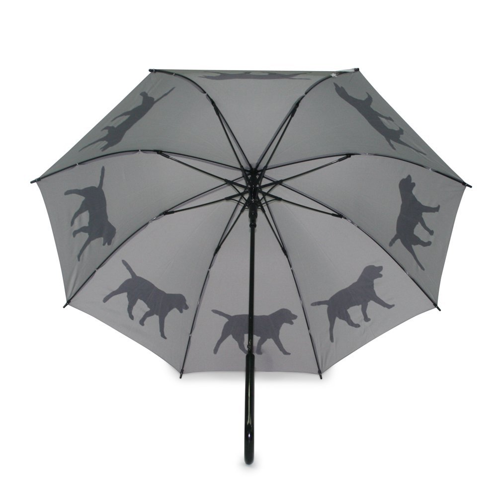 Labrador Black on Silver Umbrella UK Under Canopy