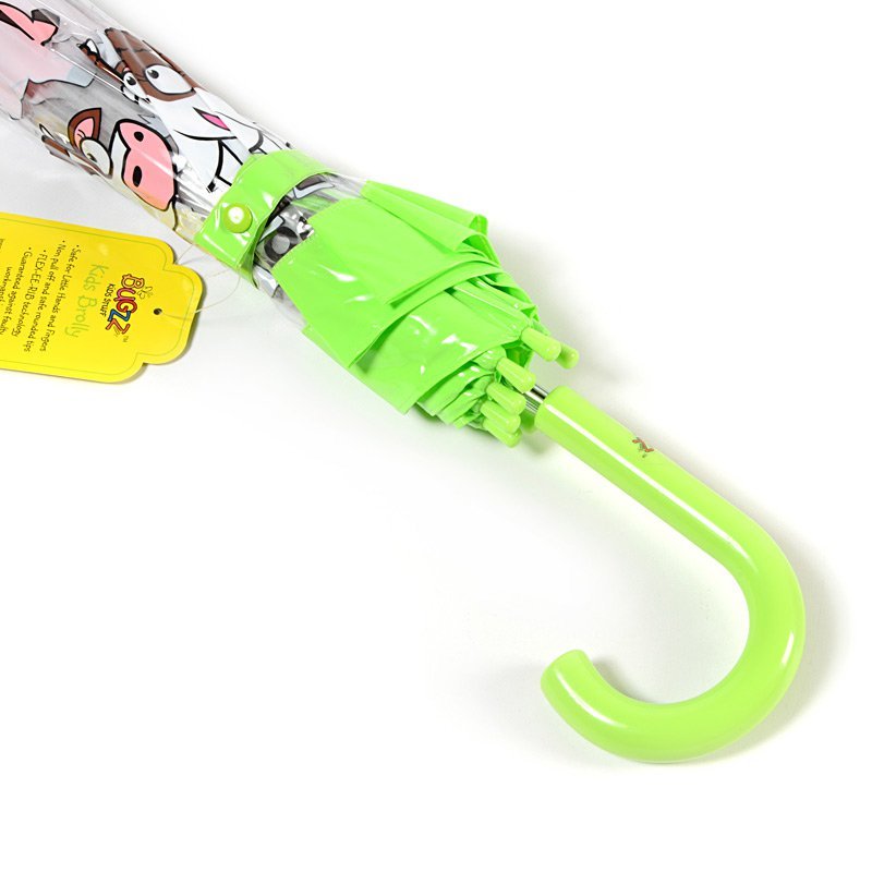Bugzz Clear Farm Print Transparent and Green Handle