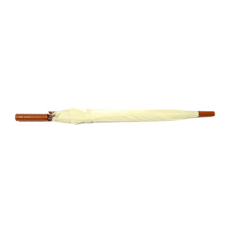 Cream Plain Cheap Jollybrolly Umbrella Flat Lay Closed