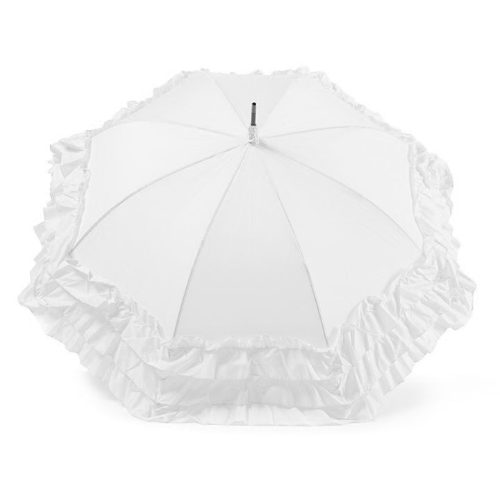 Classic Pagoda with Triple Frill White Wedding Umbrella Top View