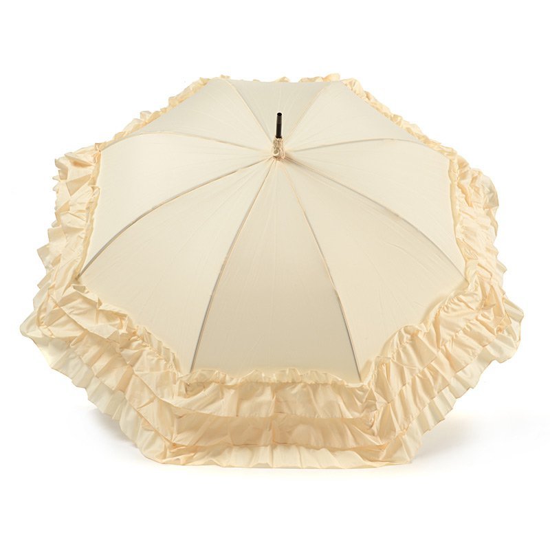 Beige Classic with Triple Frill Pagoda Wedding Umbrella Top Canopy