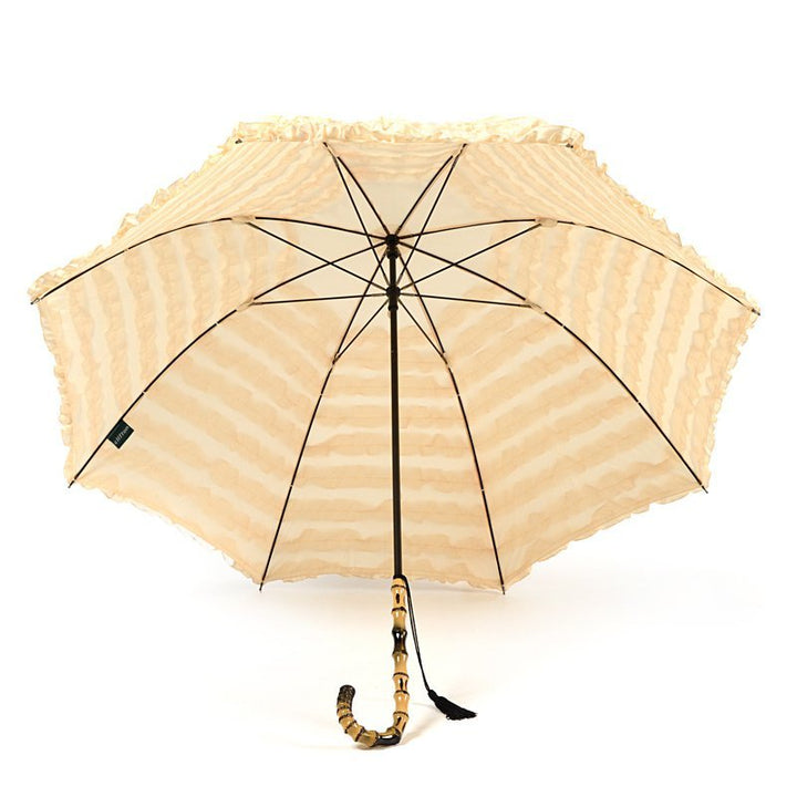 FiFi Frill with Tassell Pagoda Beige Wedding Umbrella Under Canopy