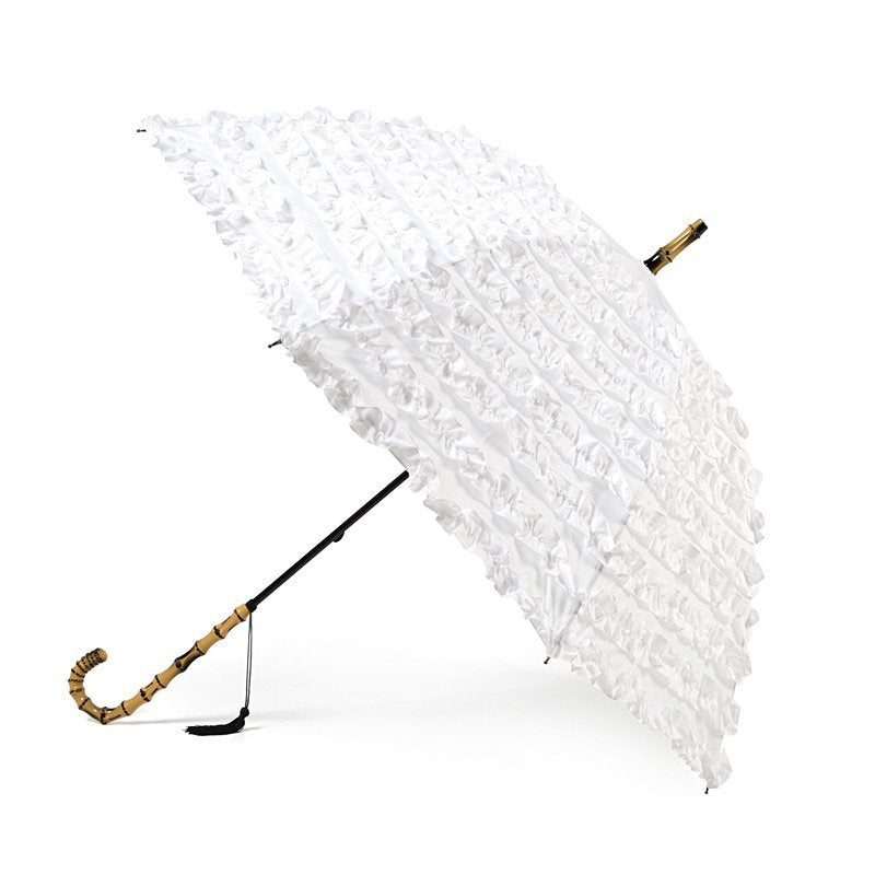 FiFi Frill with Tassell Pagoda White Wedding Umbrella Side Canopy