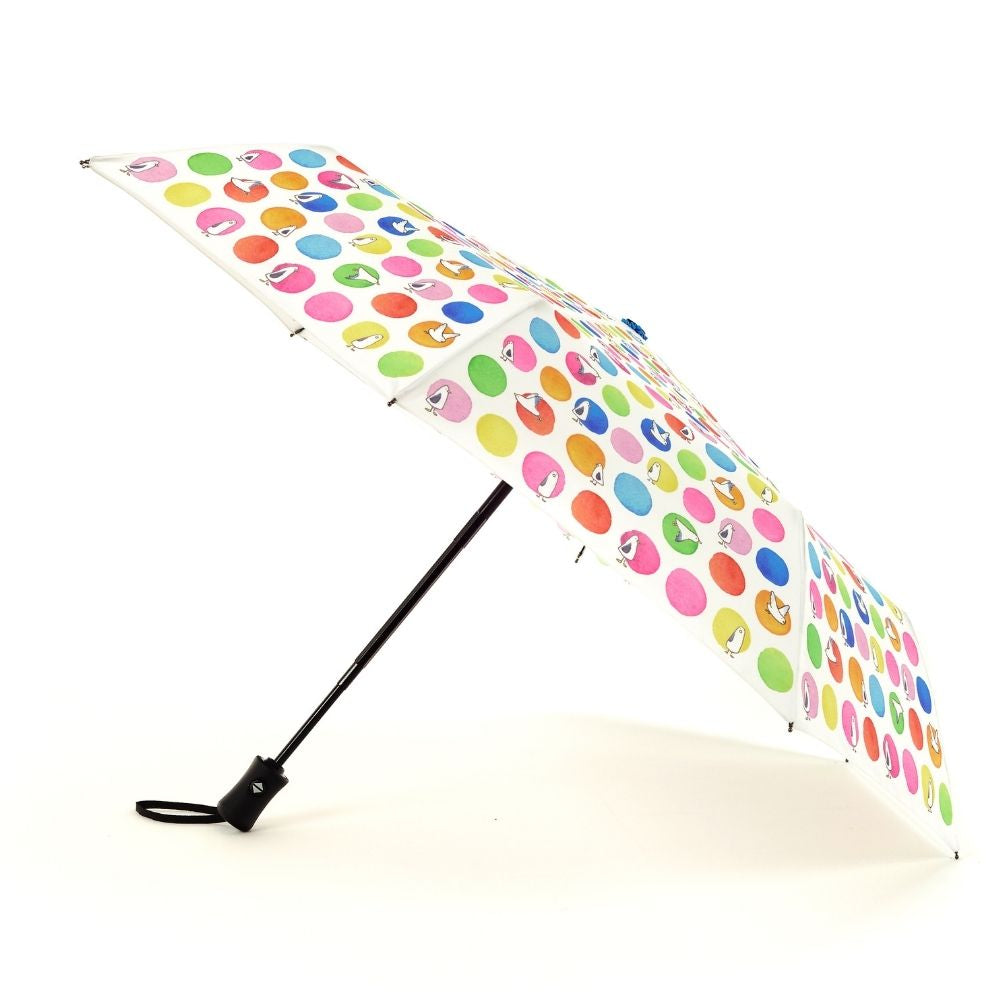 Laura Wall Polkadots Ladies Folding Umbrella Side View