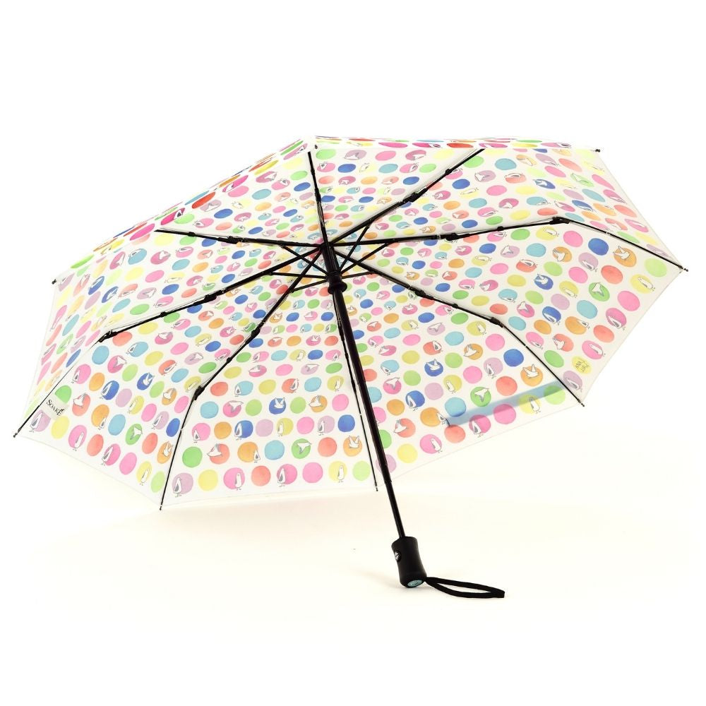Laura Wall Polkadots Ladies Folding Umbrella  Under Canopy
