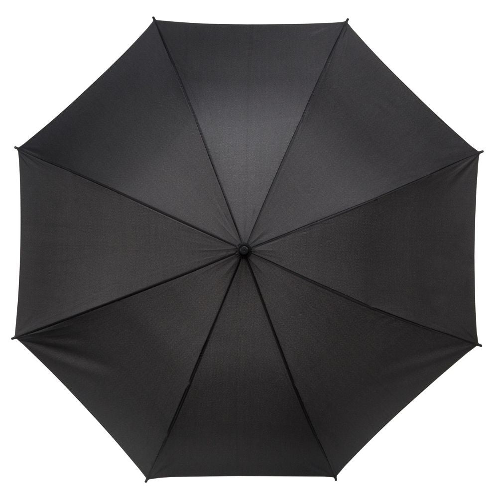 Black miniMAX folding umbrella with wooden look handle