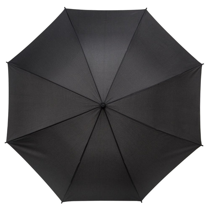 Black miniMAX folding umbrella with wooden look handle