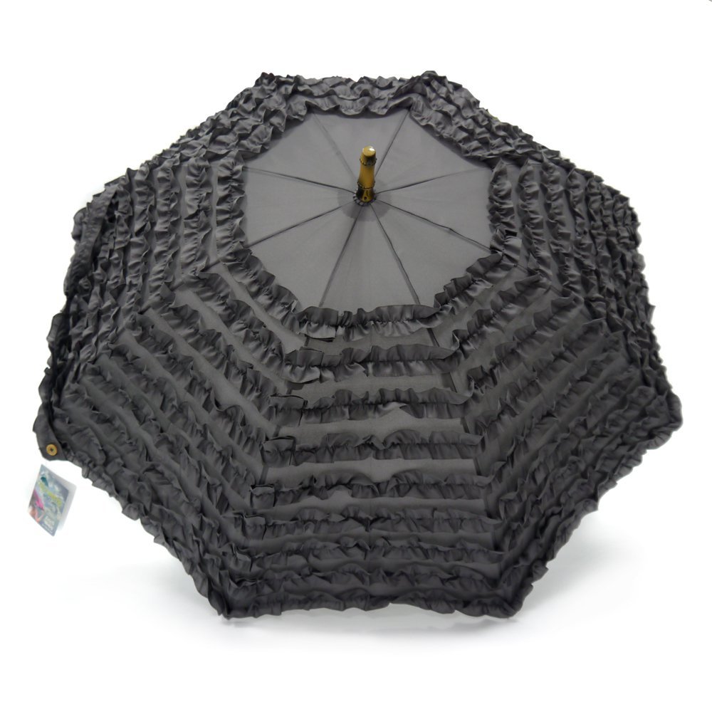 Grey Ladies Wedding Pagoda Umbrella FiFi Frill with Tassell Top Canopy