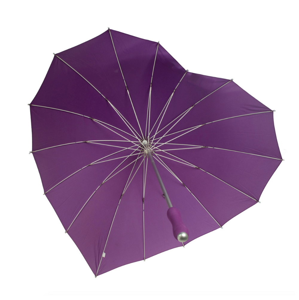 Purple Heart Shaped Ladies Umbrella Under Canopy