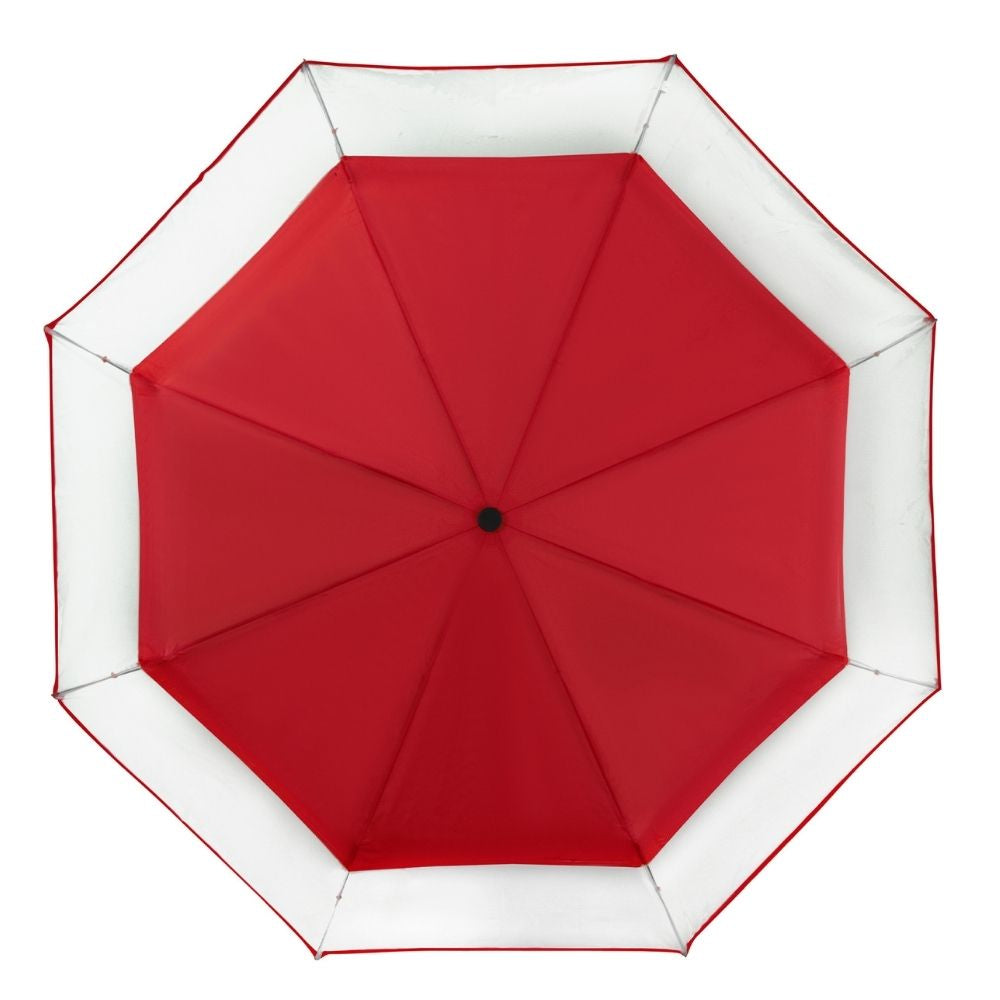 Red Falconetti Folding Windproof Clear Umbrella Top View