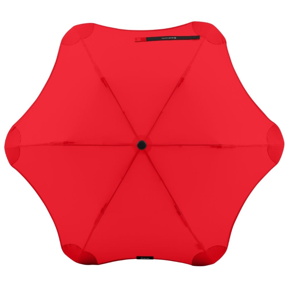Red Metro Windproof Blunt Umbrella Top View