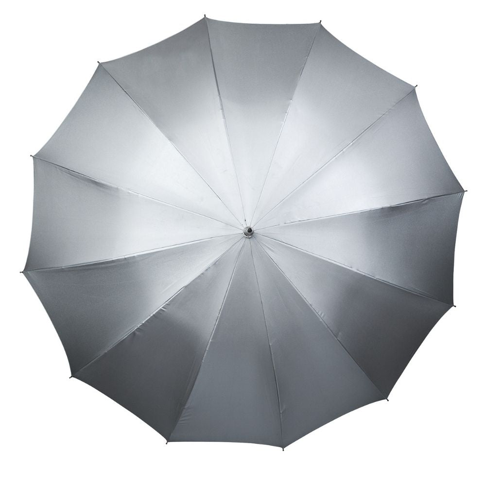 Double Canopy Silver & Black Falcone Umbrella Top View