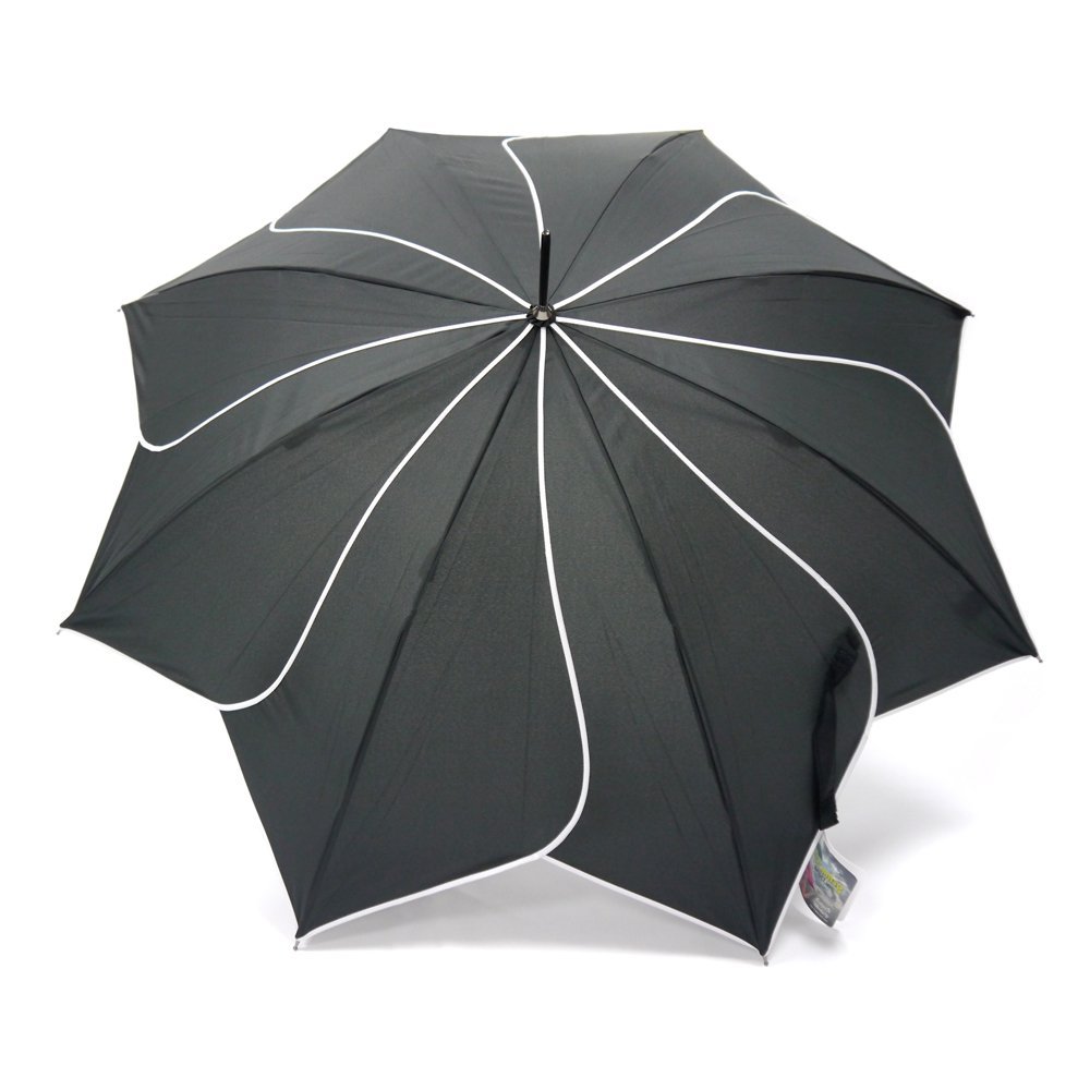 Black with White Swirl Ladies Walking Umbrella