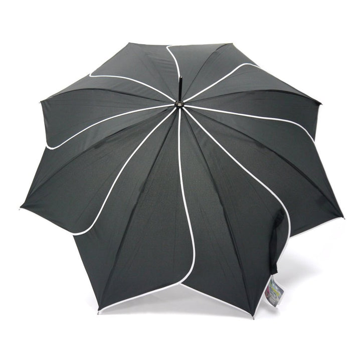 Black with White Swirl Ladies Walking Umbrella