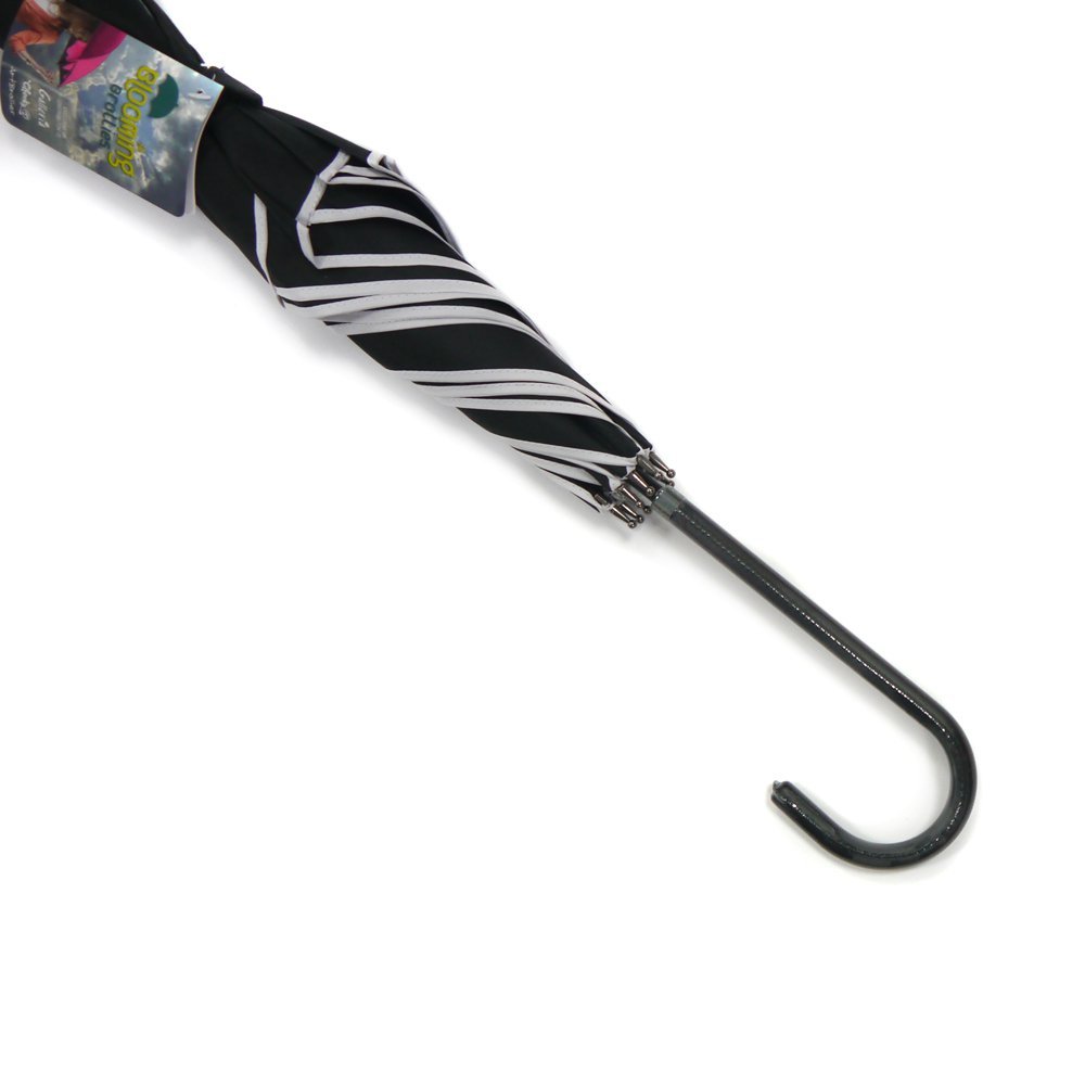 Black with White Swirl Ladies Walking Umbrella