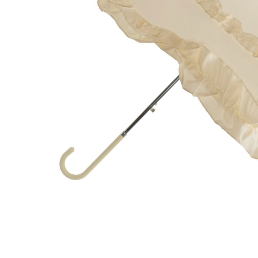 Large Double Frilled Ivory Wedding Umbrella Handle