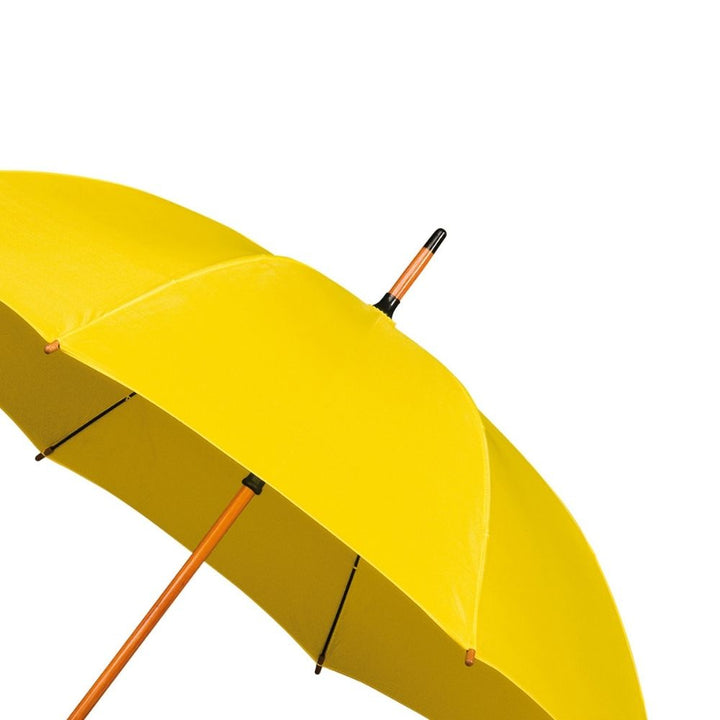 Bright Yellow Wood Stick Walking Umbrella Side Canopy