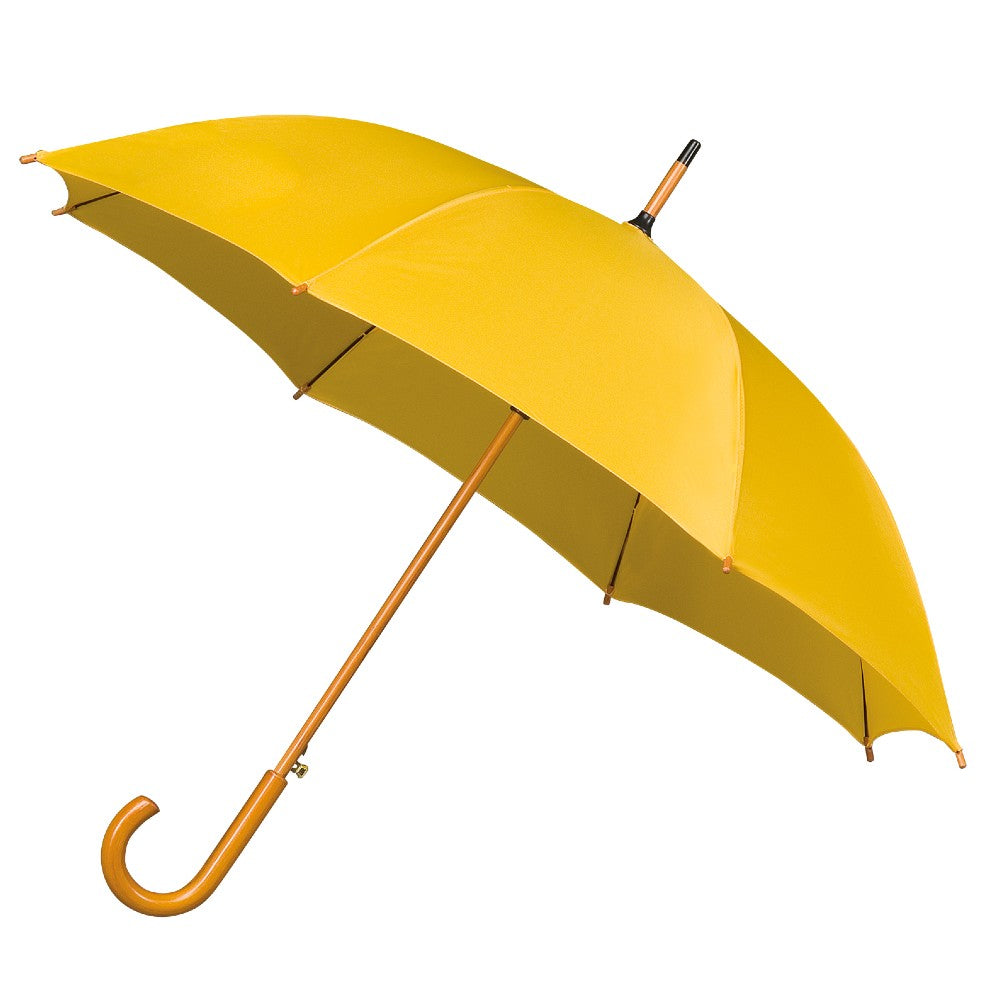 Yellow Wood Stick Walking Umbrella Side Canopy