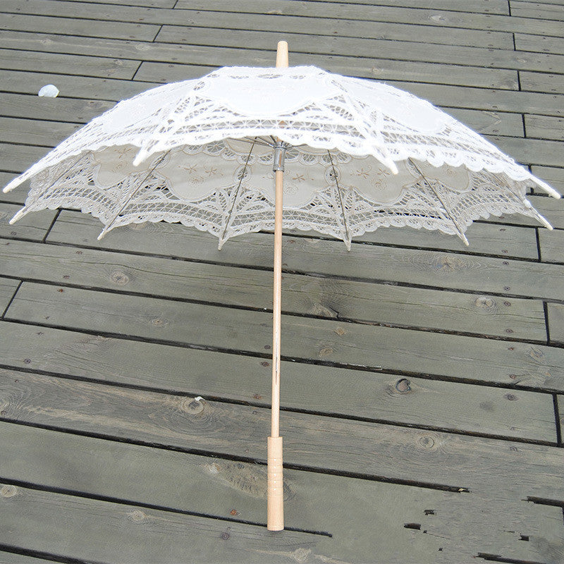 Cotton Craft Lace Umbrella (with Curved Handle)