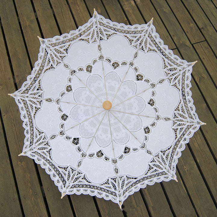 Cotton Craft Lace Umbrella (with Curved Handle)