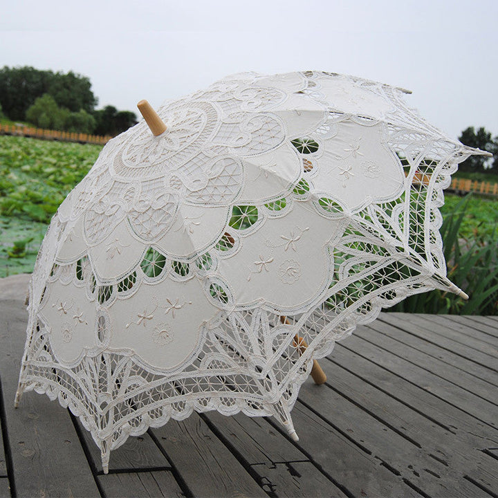 Cotton Craft Lace Umbrella (with Curved Handle)