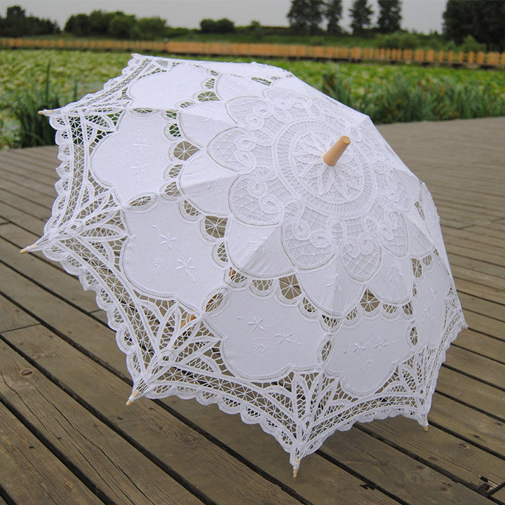 Cotton Craft Lace Umbrella (with Curved Handle)