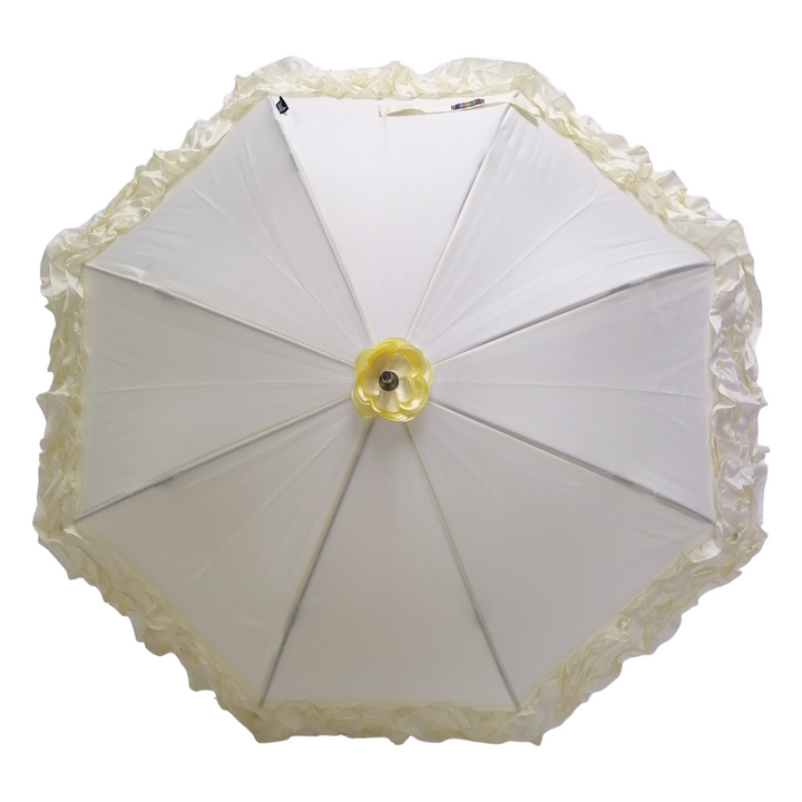 Boutique Triple Frill Stick Auto Umbrella  Beige