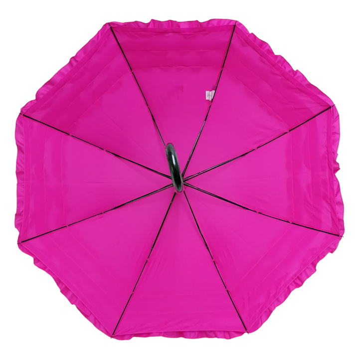 Boutique Triple Frill Stick Auto Umbrella Rose red