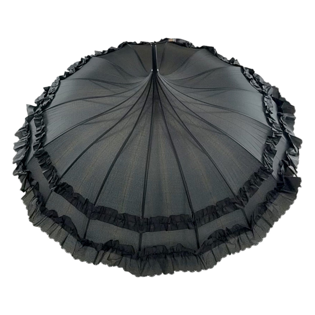 Boutique Frilled Pagoda Umbrella Black